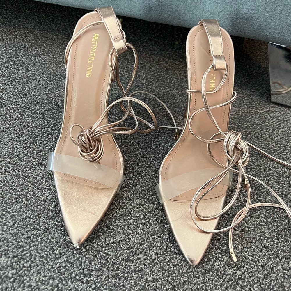 Gold Heels with lace up straps